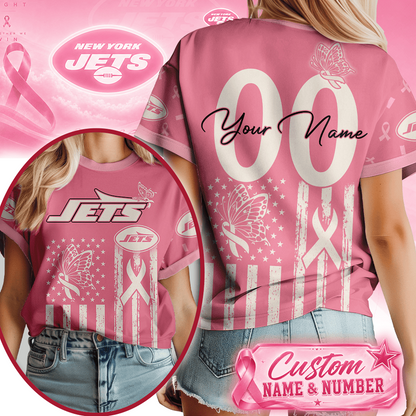 NYJ x NFL Premium Butterfly Ribbon Custom 3D Shirt