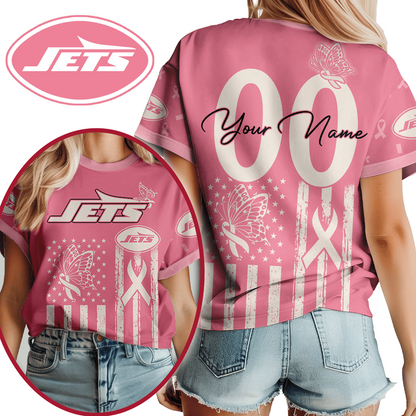 NYJ x NFL Premium Butterfly Ribbon Custom 3D Shirt