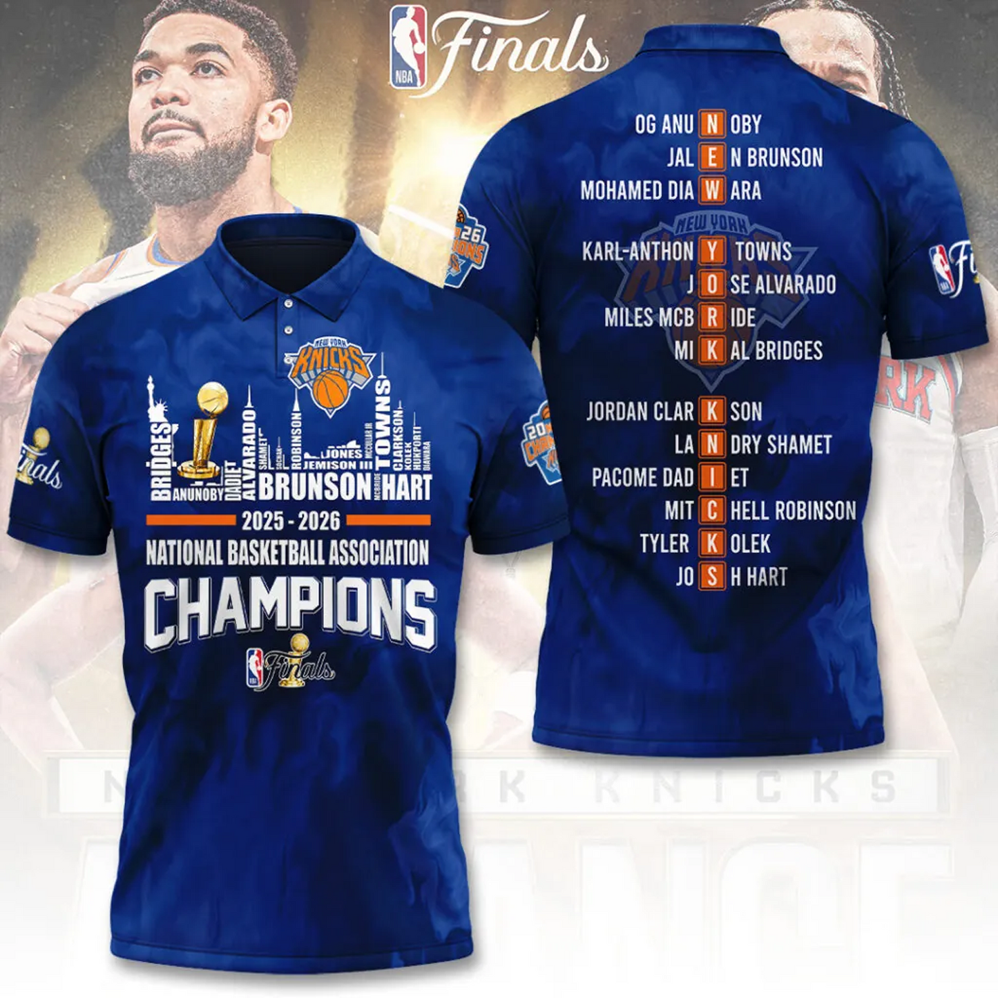 NYK x NBA Finals Champions 2026 3D Shirt V2 1606