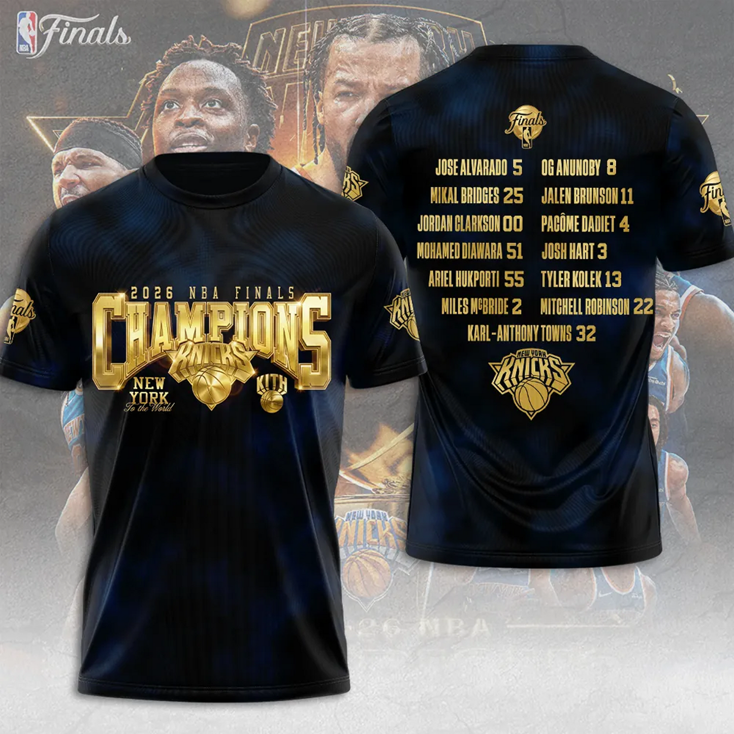 NYK x NBA Finals Champions 2026 3D Shirt V6 1606