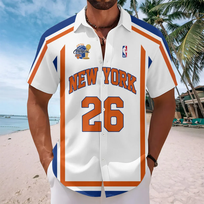 NYK x NBA Finals Champions 2026 Short Sleeve Button-Down Shirt 1606 White