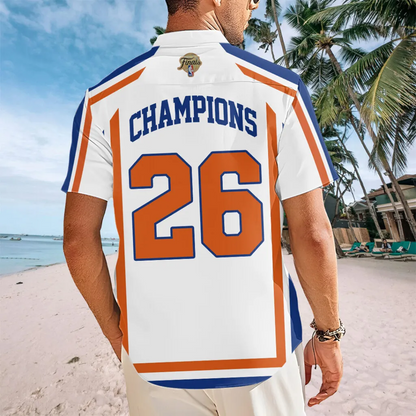 NYK x NBA Finals Champions 2026 Short Sleeve Button-Down Shirt 1606 White