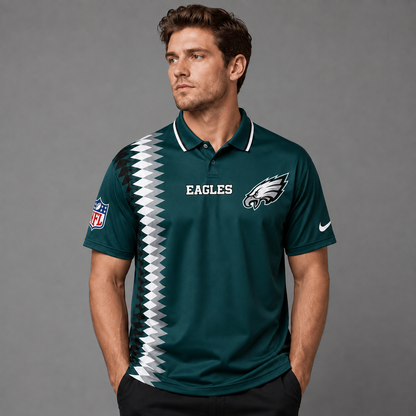 PE Premium NFL Men’s Sporty Zigzag Stripe Polo Shirt
