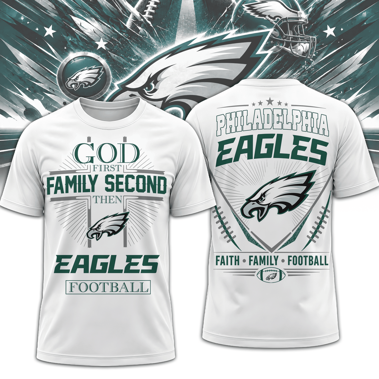 PHI x NFL Faith, Family, Football 3D Shirt