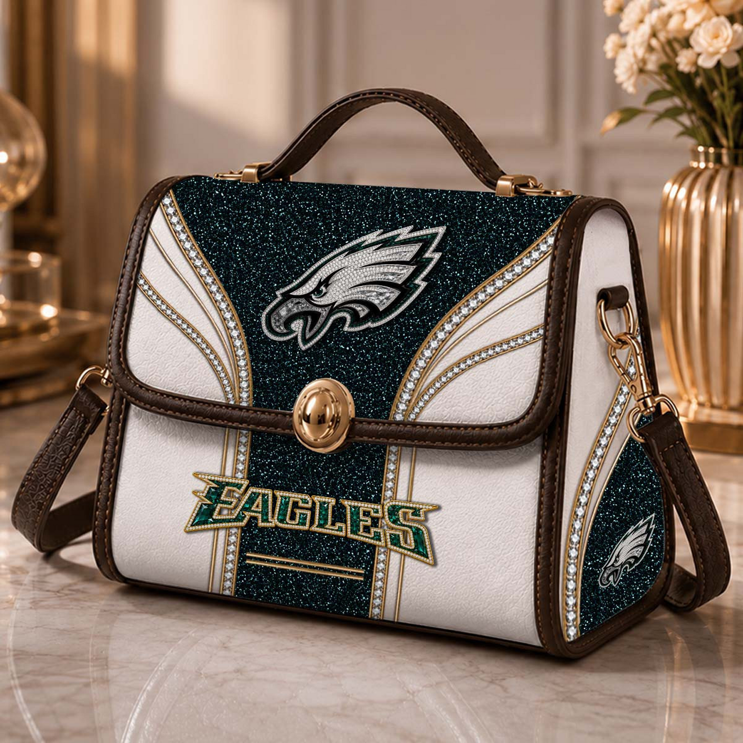 PHI x NFL Glitter Leather Handbag