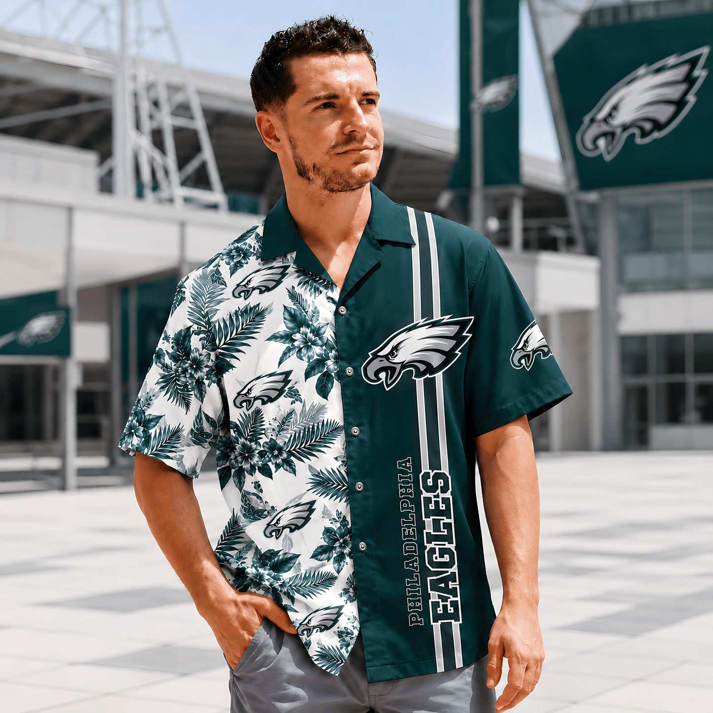 PHI x NFL Gridiron Paradise Hawaiian Shirt 2107