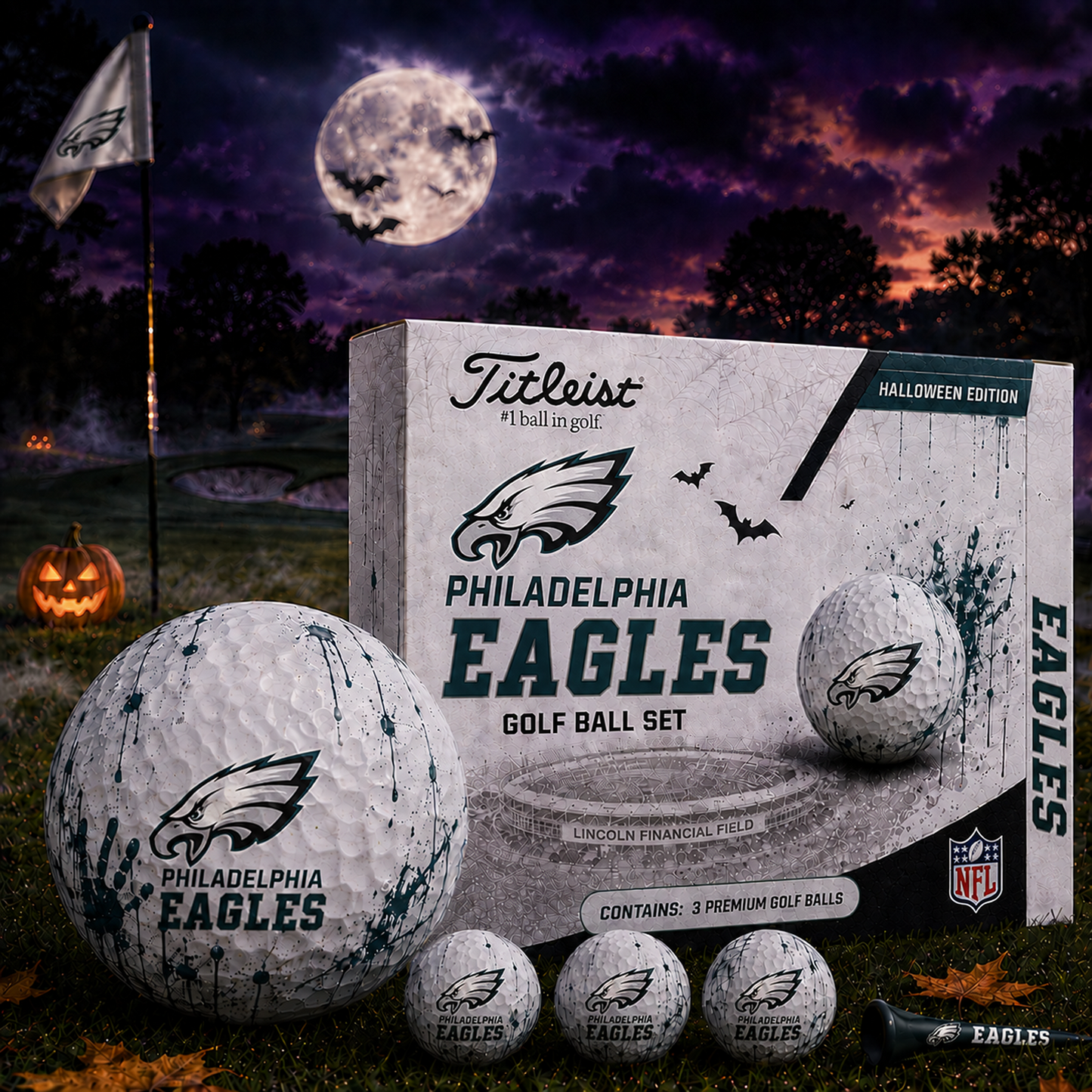 PHI x NFL Halloween Edition Golf Ball Set  3 Premium Golf Balls