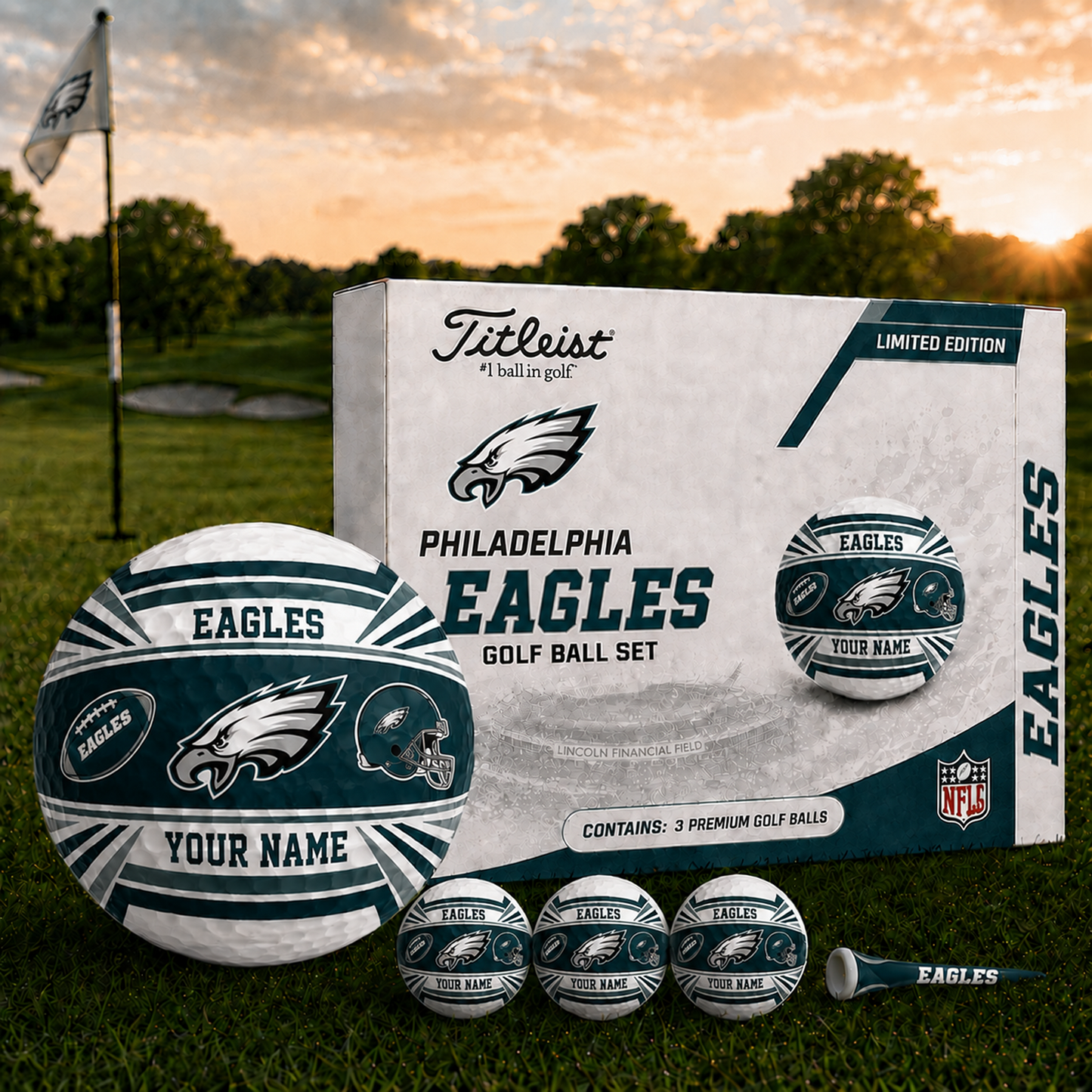 PHI x NFL Inspired Golf Ball Set  3 Premium Golf Balls V2