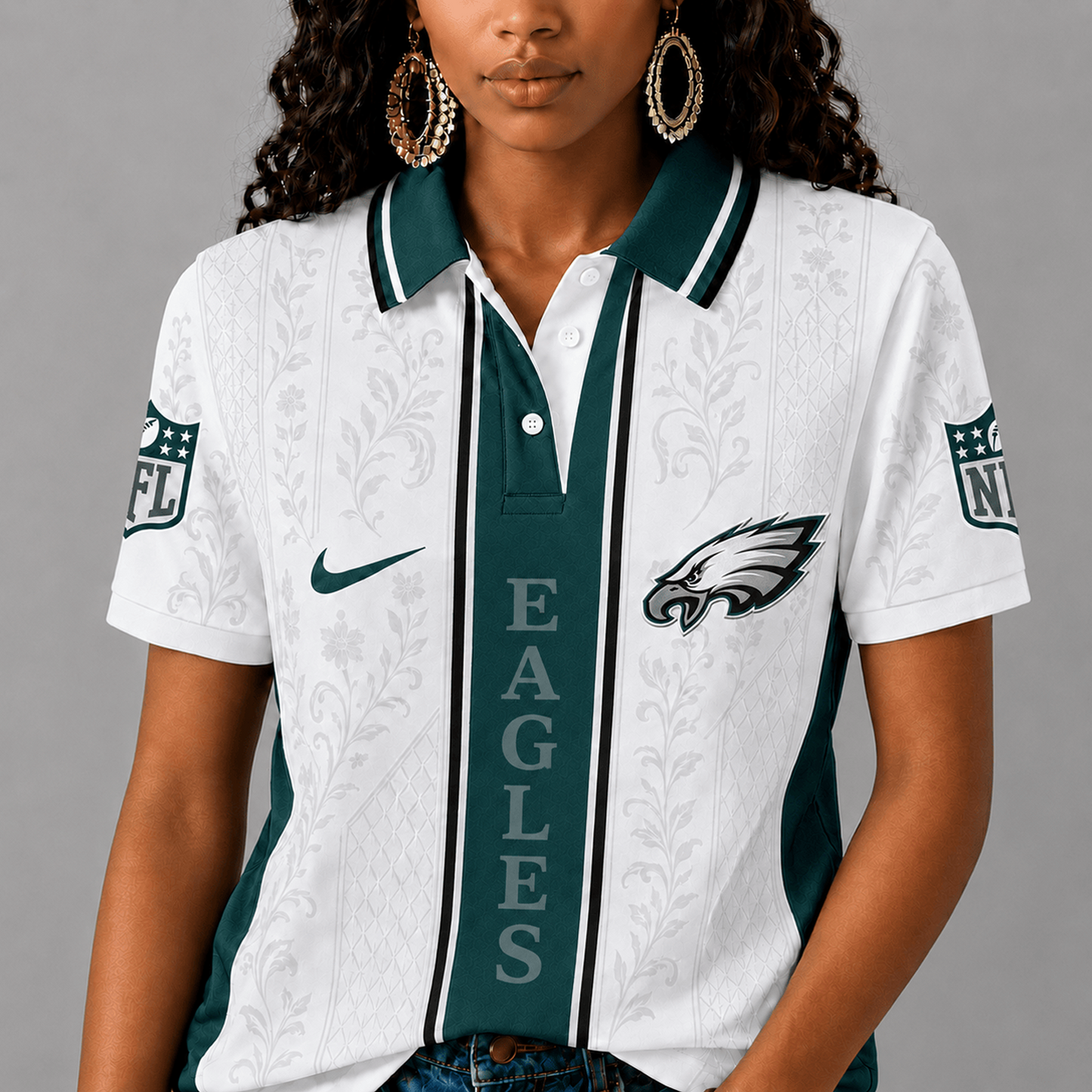PHI x NFL Premium Floral Elegance Polo Shirt