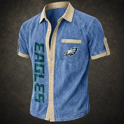 PHI x NFL Short-Sleeve Button-Up Sports Shirt