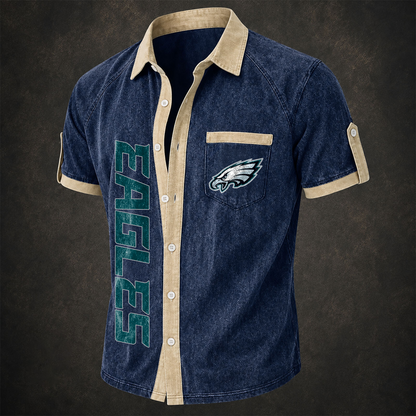 PHI x NFL Short-Sleeve Button-Up Sports Shirt