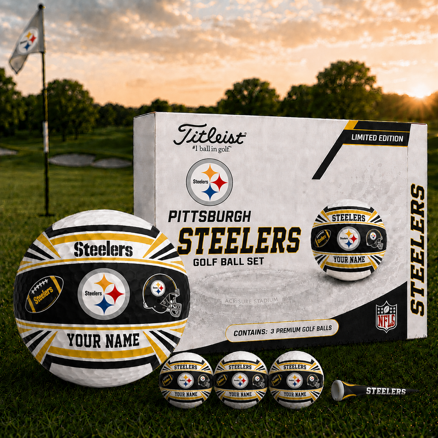 PIT x NFL Inspired Golf Ball Set  3 Premium Golf Balls V2