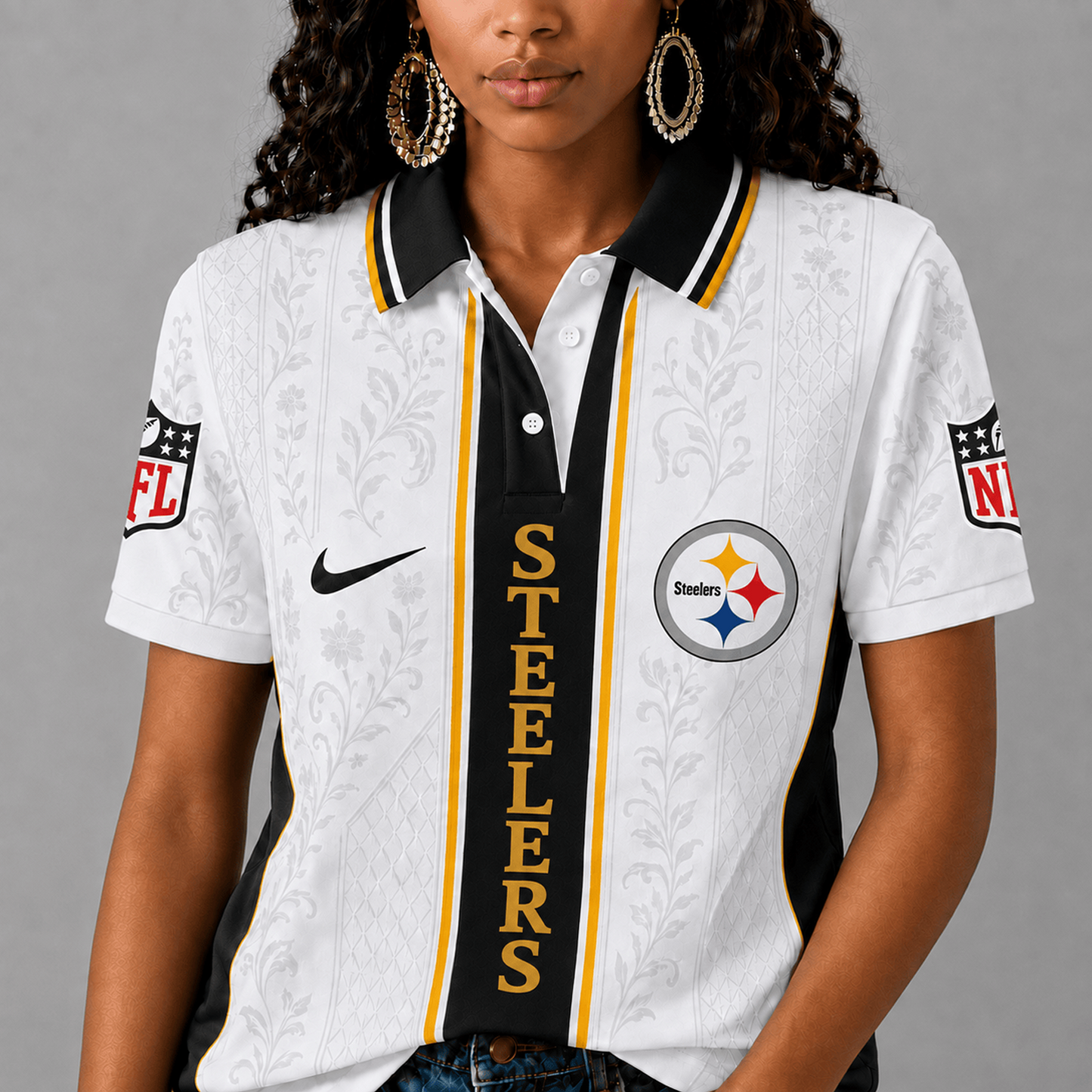 PIT x NFL Premium Floral Elegance Polo Shirt