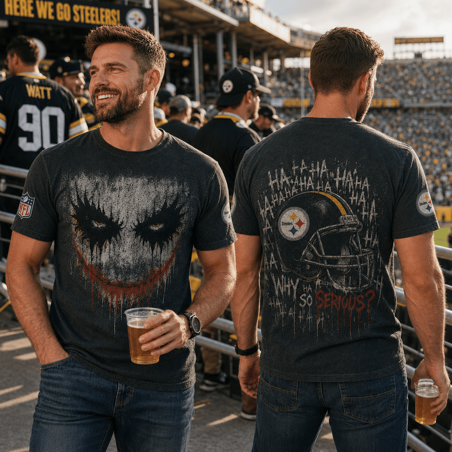PIT x NFL Premium Joker 3D T-Shirt For Football Fans Loving Dark Aesthetic