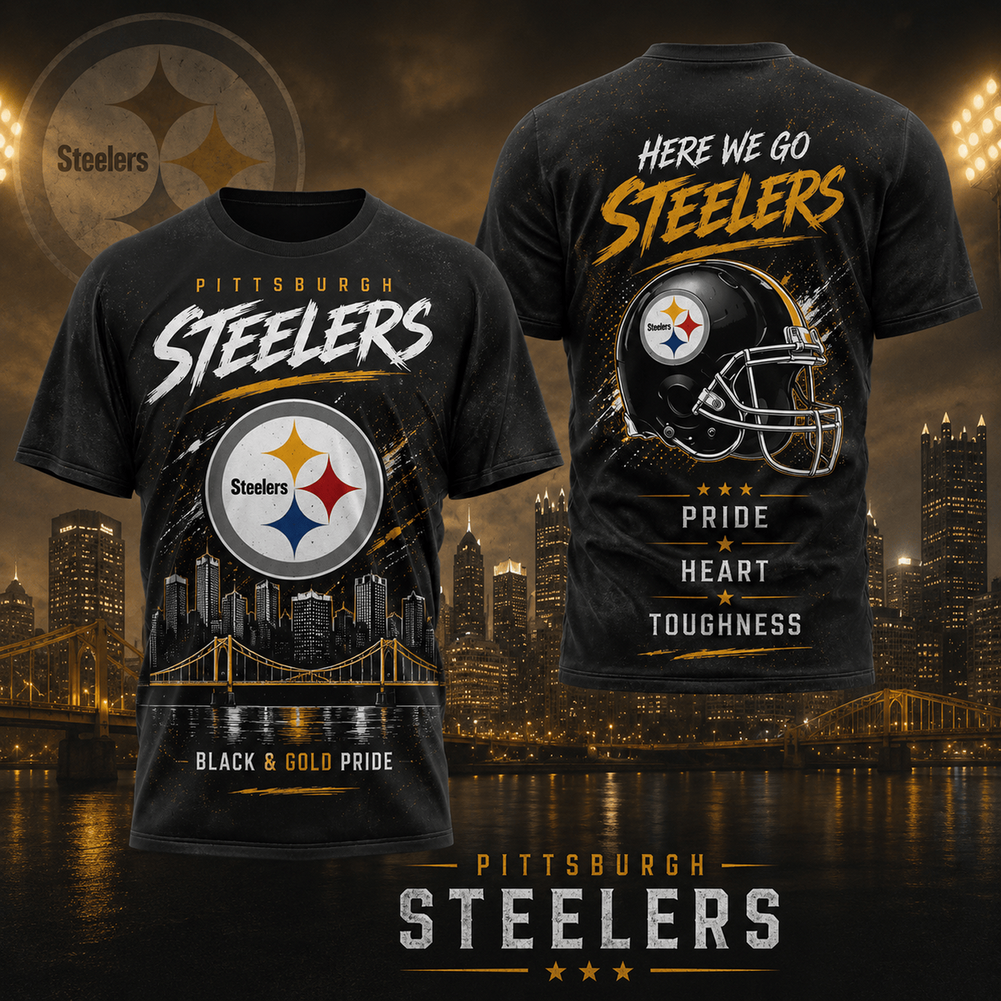 PIT x NFL Premium Skyline Pride Football T-Shirt