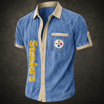 PIT x NFL Short-Sleeve Button-Up Sports Shirt