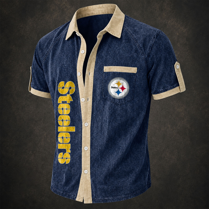 PIT x NFL Short-Sleeve Button-Up Sports Shirt