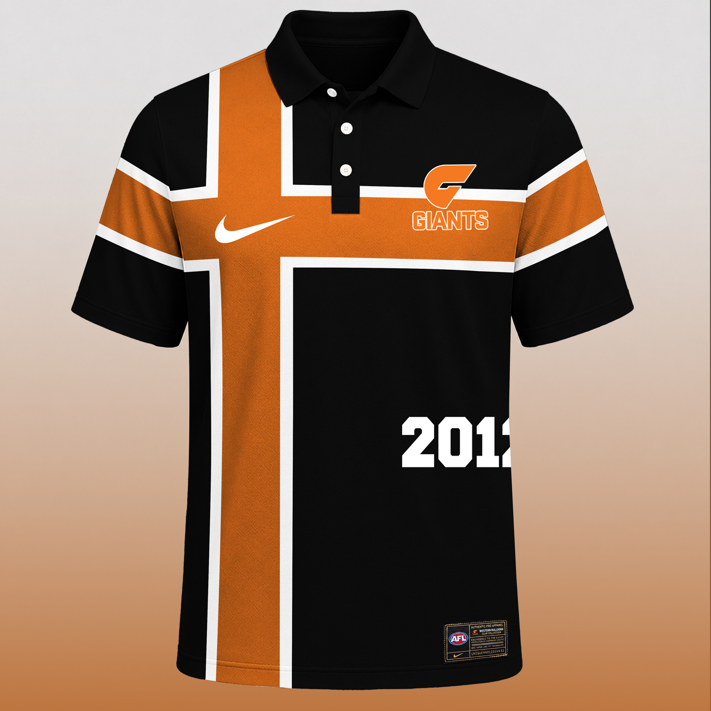 PREMIUM AFL X GWS EXCLUSIVE Sporty Cross Stripe Polo Shirt LIMITED EDITION