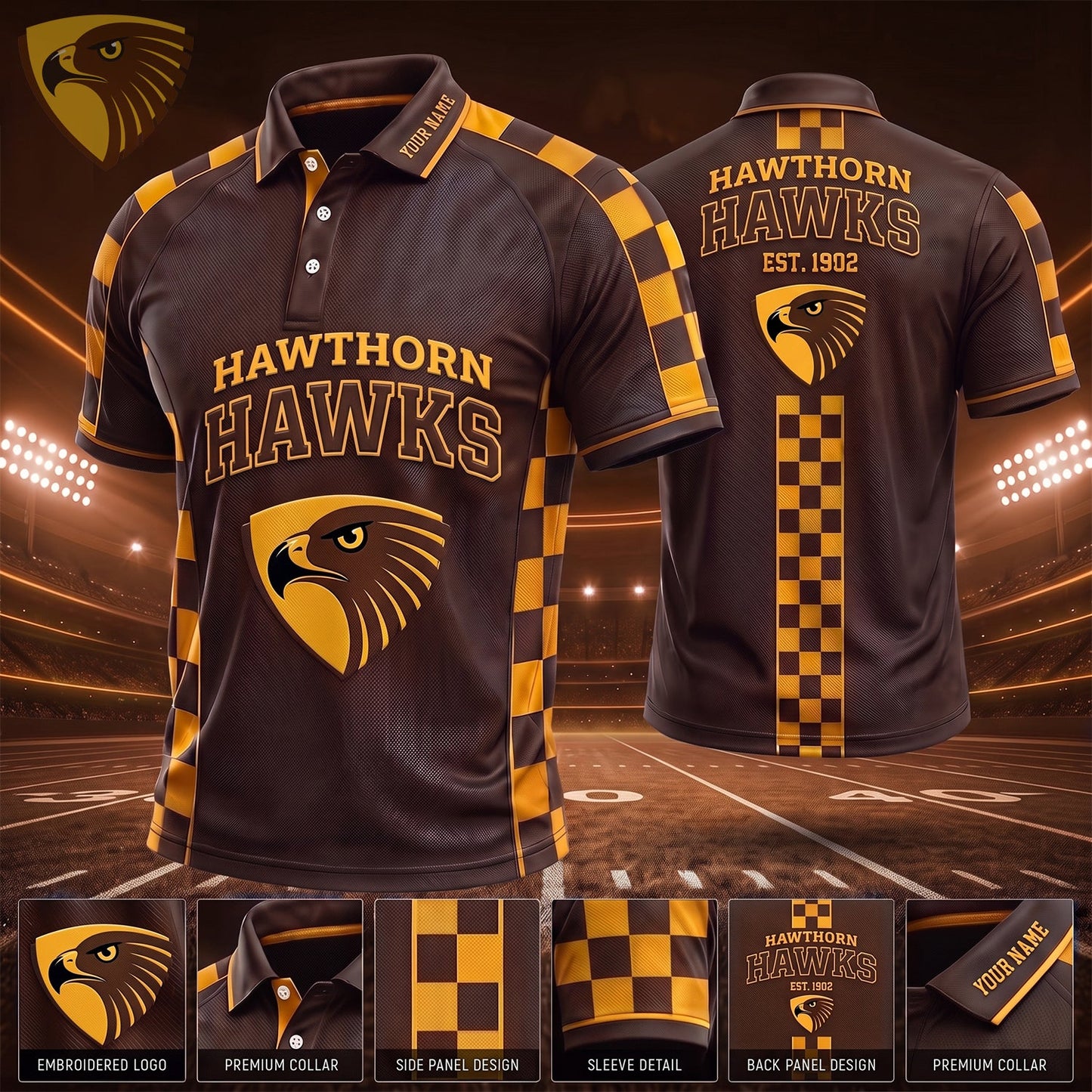 PREMIUM AFL X HAW EXCLUSIVE PERSONALIZED POLO SHIRT LIMITED EDITION