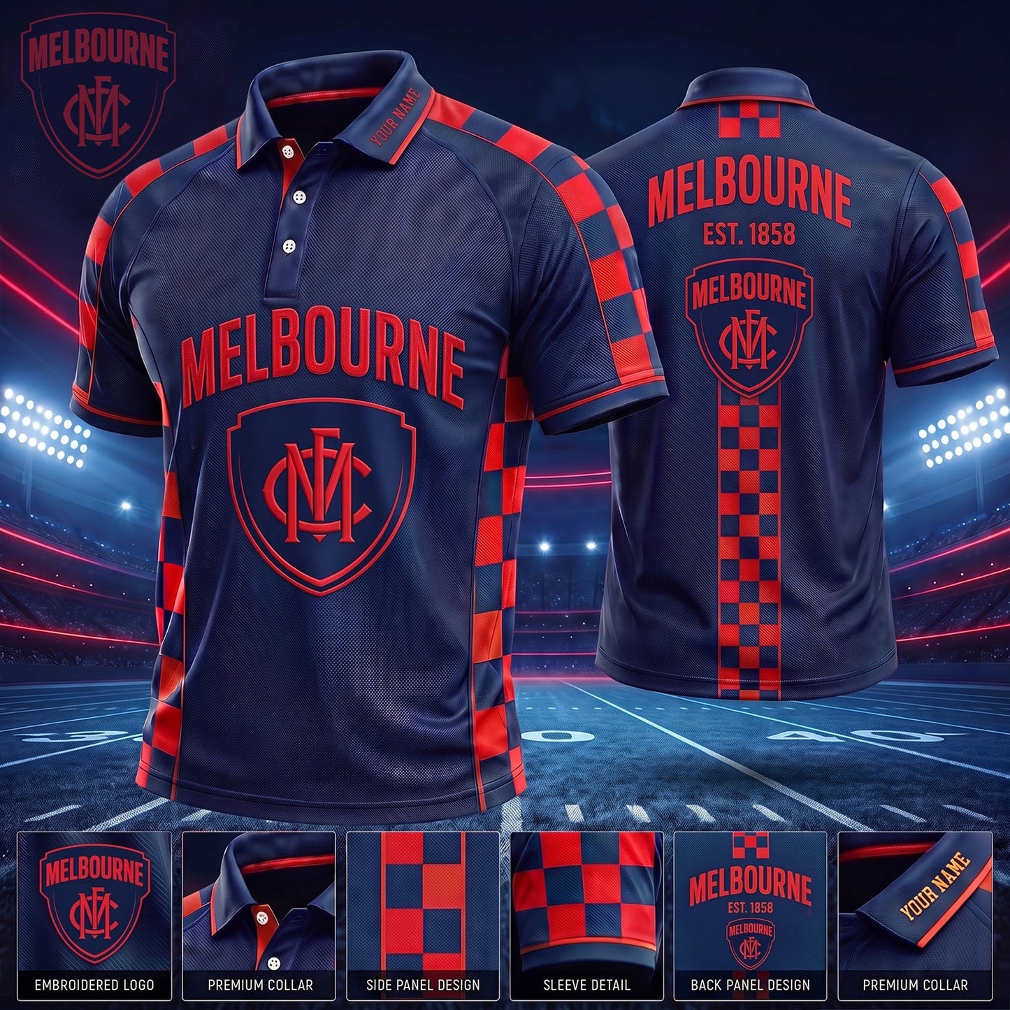 PREMIUM AFL X MEL EXCLUSIVE PERSONALIZED POLO SHIRT LIMITED EDITION