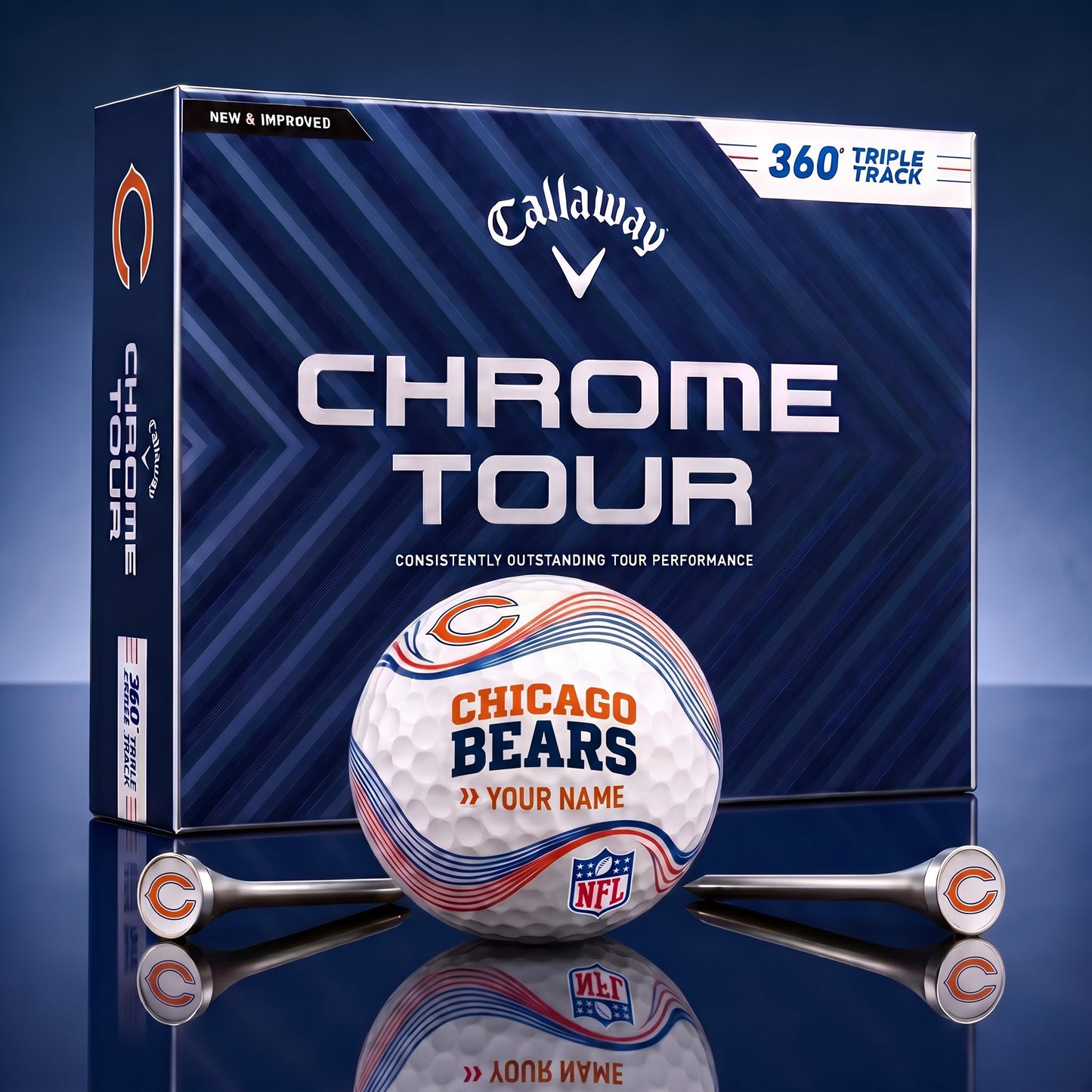 PREMIUM NFL X CHI DELUX PERSONALIZED GOLF BALL FOR TOURNAMENT V33 LIMITED EDITION