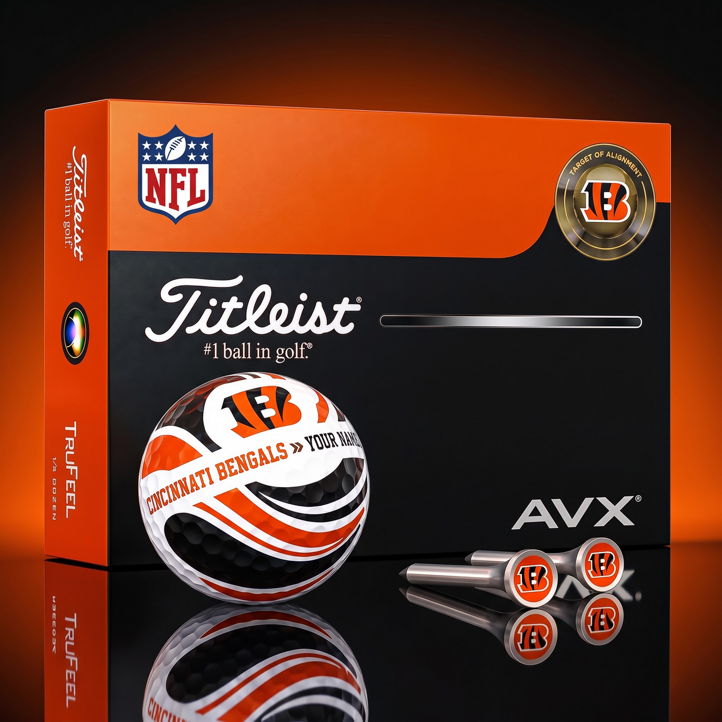 PREMIUM NFL X CIN EXCLUSIVE  TOURNAMENT  PERSONALIZED GOLF BALL V6 COLLECTION