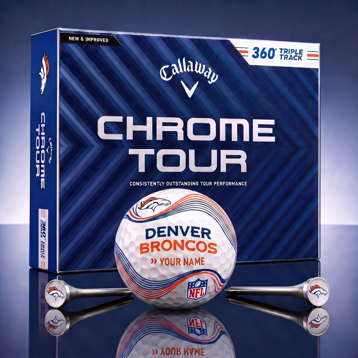 PREMIUM NFL X DEN DELUX PERSONALIZED GOLF BALL FOR TOURNAMENT V33 LIMITED EDITION