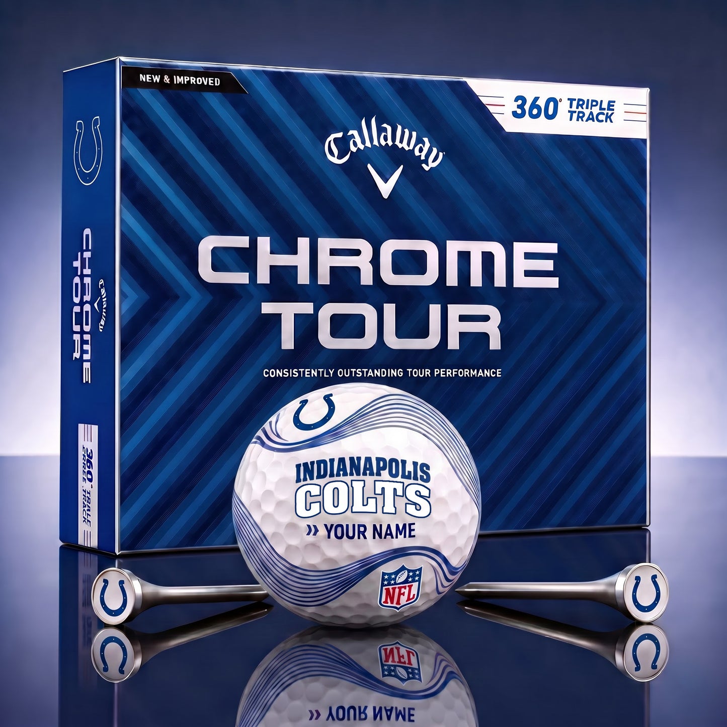 PREMIUM NFL X IND DELUX PERSONALIZED GOLF BALL FOR TOURNAMENT V33 LIMITED EDITION
