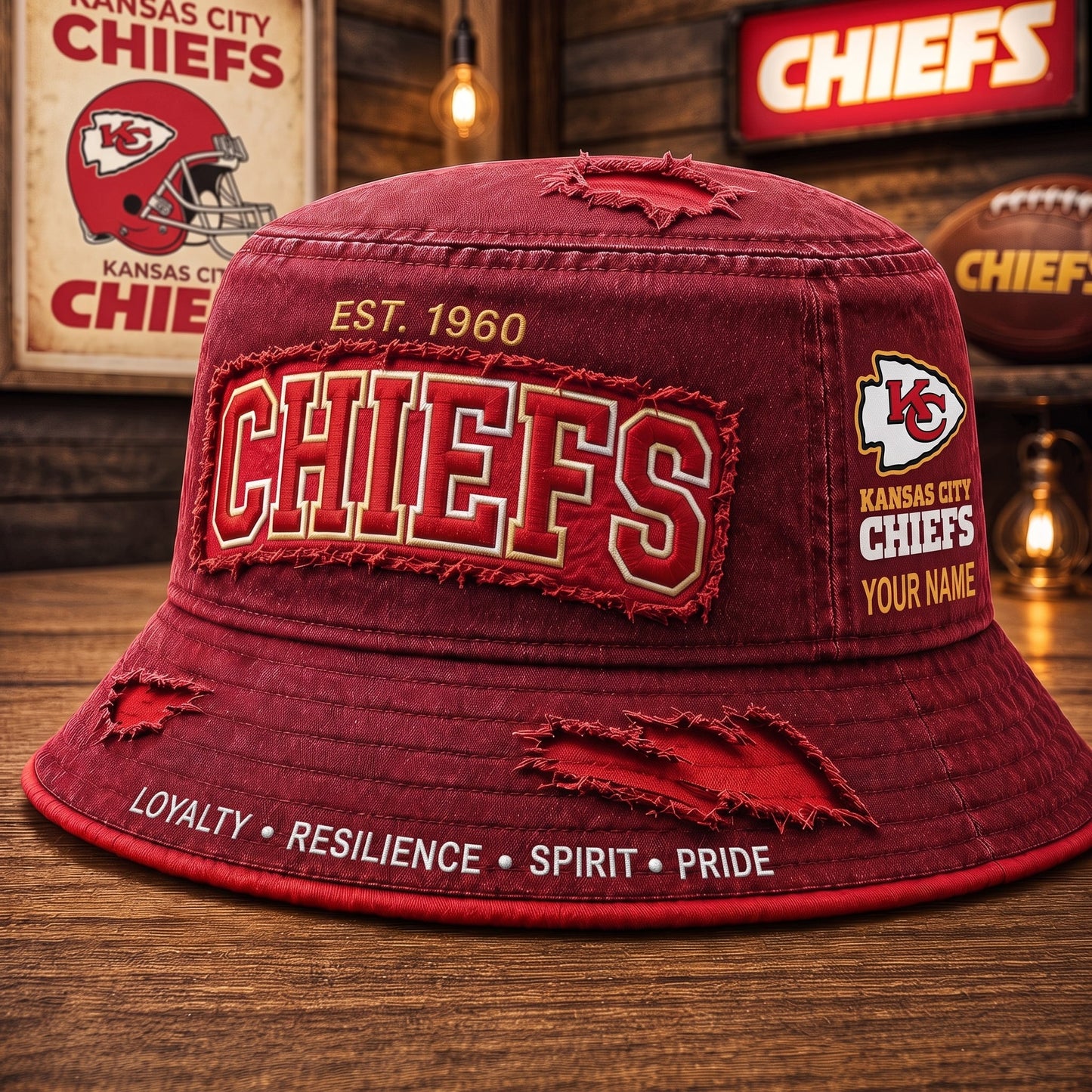 PREMIUM NFL X KCC EXCLUSIVE PERSONALIZED BUCKET HAT LIMITED EDITION