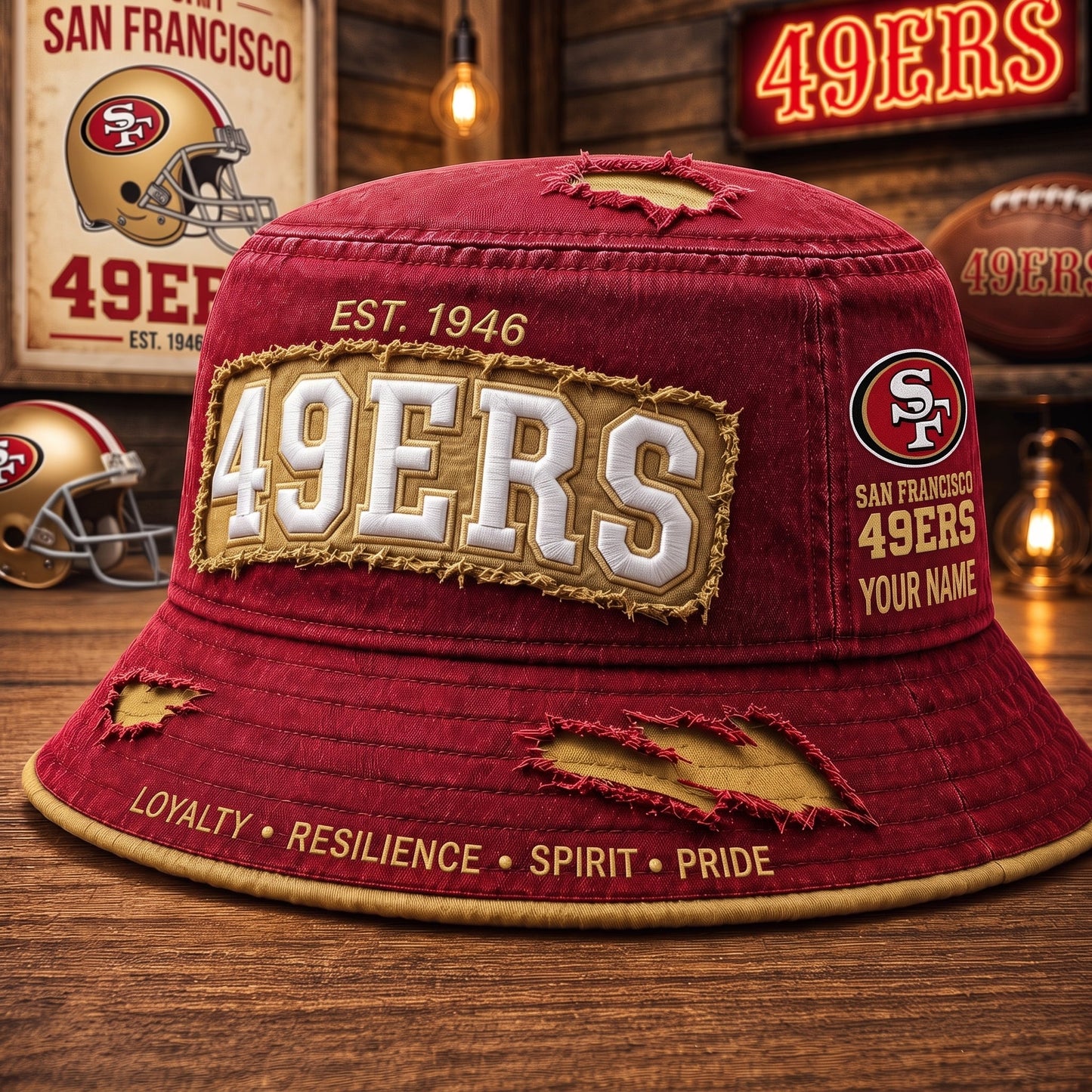 PREMIUM NFL X SF EXCLUSIVE PERSONALIZED BUCKET HAT LIMITED EDITION