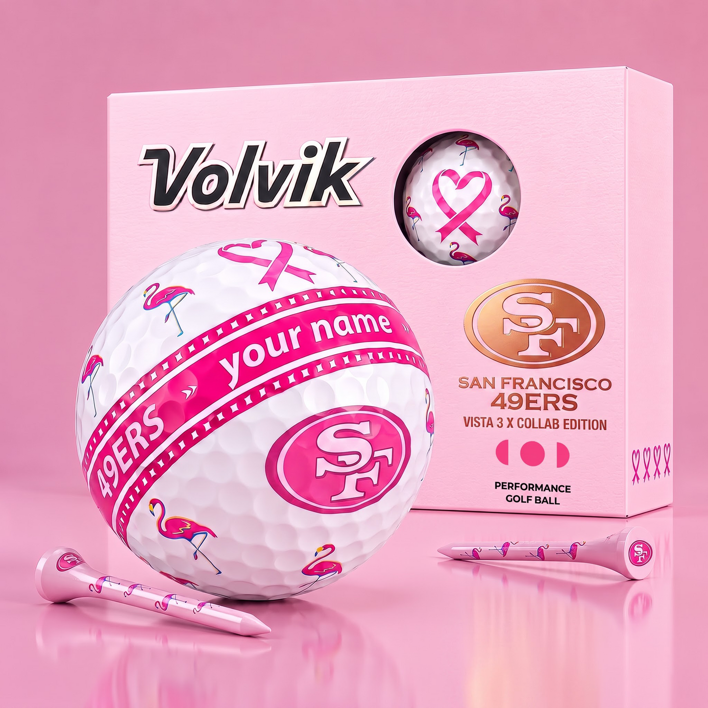 PREMIUM NFL  X SF EXCLUSIVE PERSONALIZED  VOLVIK BREAST CANCER  GOLF BALL SET LIMITED EDTION