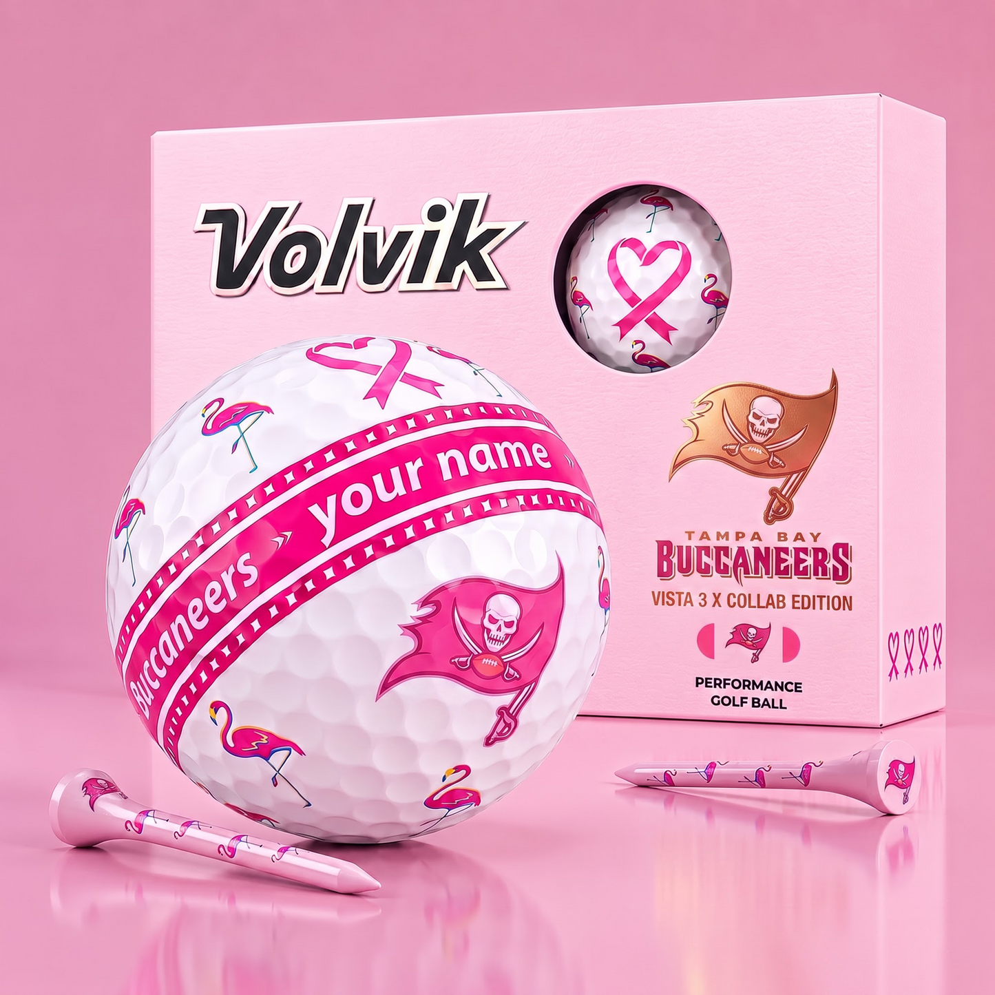 PREMIUM NFL  X TBB EXCLUSIVE PERSONALIZED  VOLVIK BREAST CANCER  GOLF BALL SET LIMITED EDTION