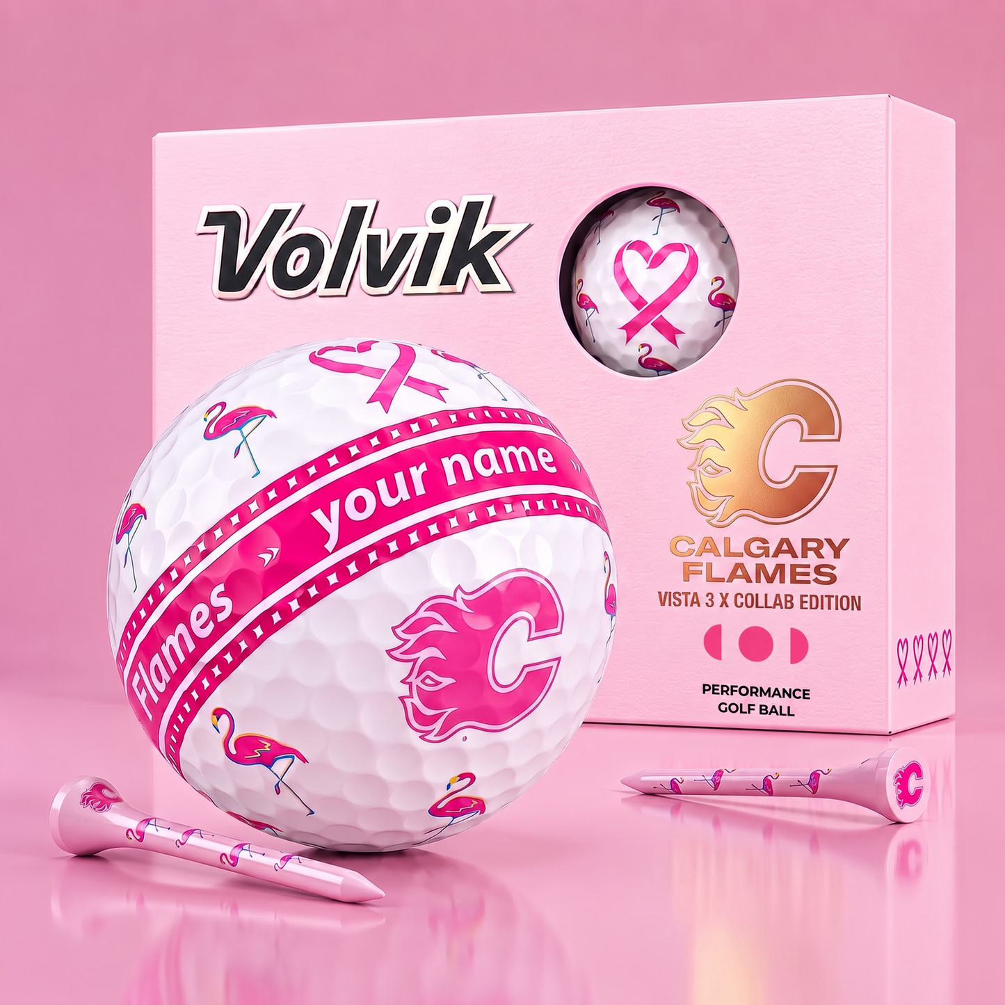 PREMIUM NHL  X CF EXCLUSIVE PERSONALIZED  VOLVIK BREAST CANCER  GOLF BALL SET LIMITED EDTION