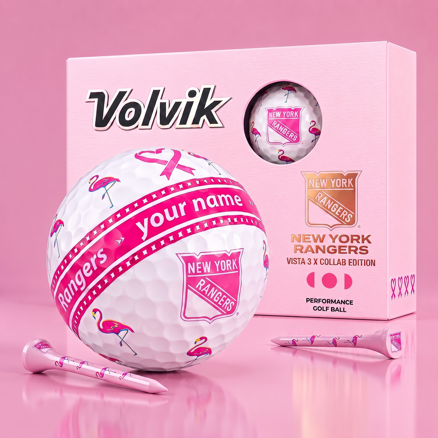 PREMIUM NHL  X NYR EXCLUSIVE PERSONALIZED  VOLVIK BREAST CANCER  GOLF BALL SET LIMITED EDTION
