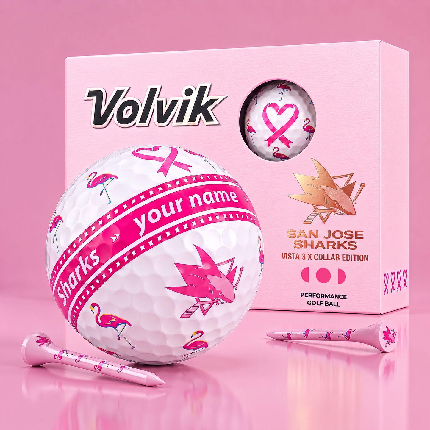 PREMIUM NHL  X SJS EXCLUSIVE PERSONALIZED  VOLVIK BREAST CANCER  GOLF BALL SET LIMITED EDTION