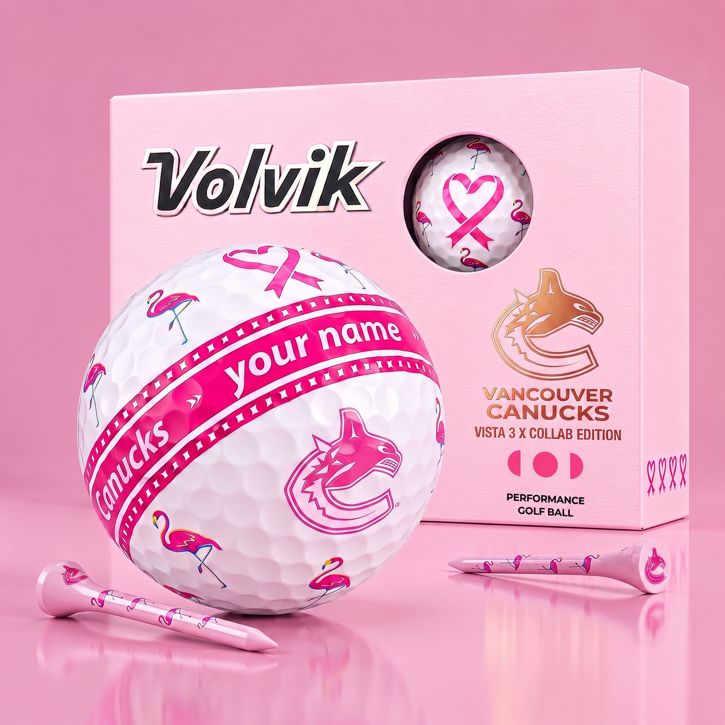 PREMIUM NHL  X VC EXCLUSIVE PERSONALIZED  VOLVIK BREAST CANCER  GOLF BALL SET LIMITED EDTION
