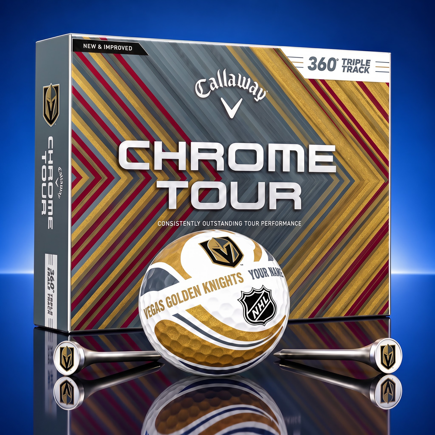 PREMIUM NHL X VGK EXCLUSIVE  TOURNAMENT  PERSONALIZED GOLF BALL V30 COLLECTION