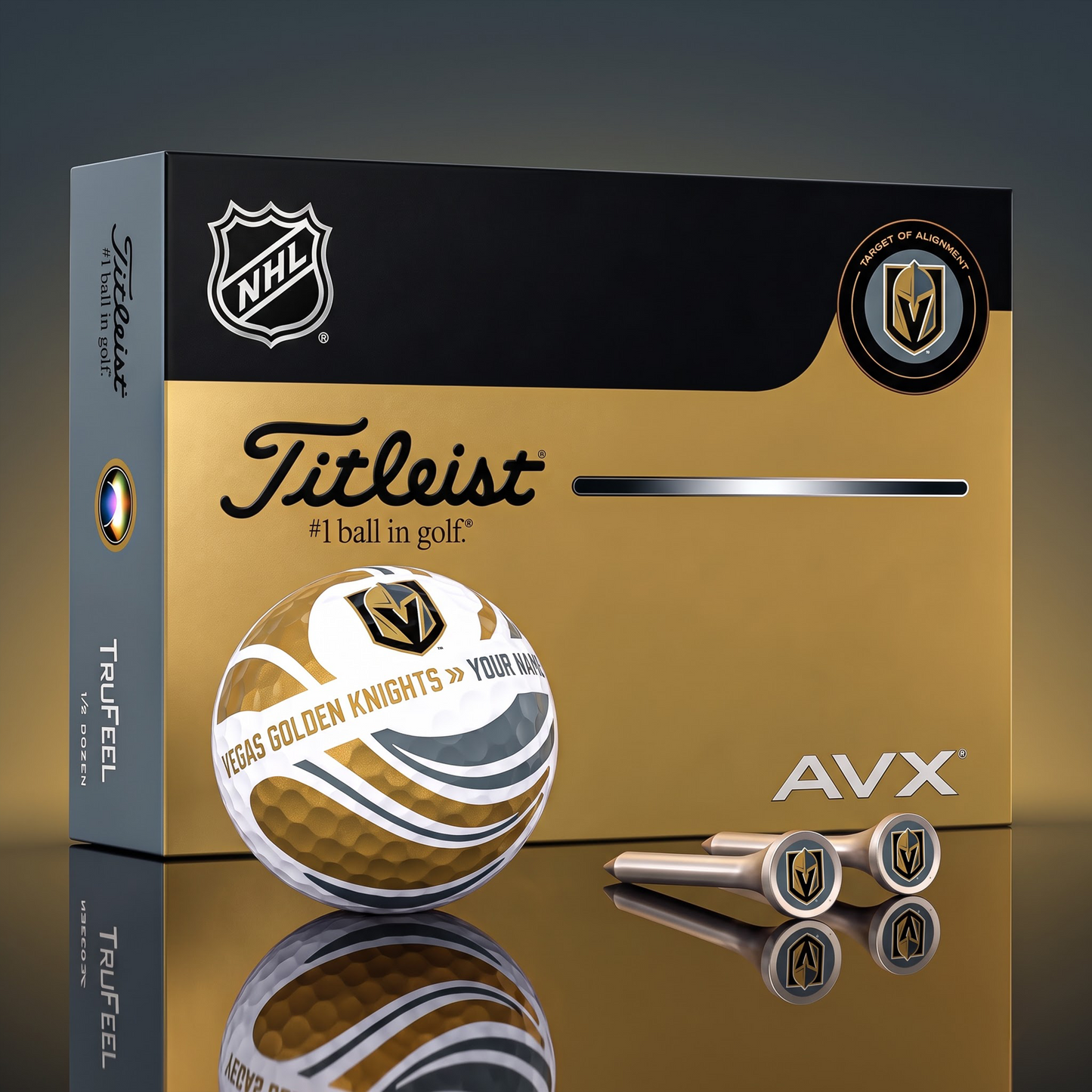 PREMIUM NHL X VGK EXCLUSIVE  TOURNAMENT  PERSONALIZED GOLF BALL V6 COLLECTION