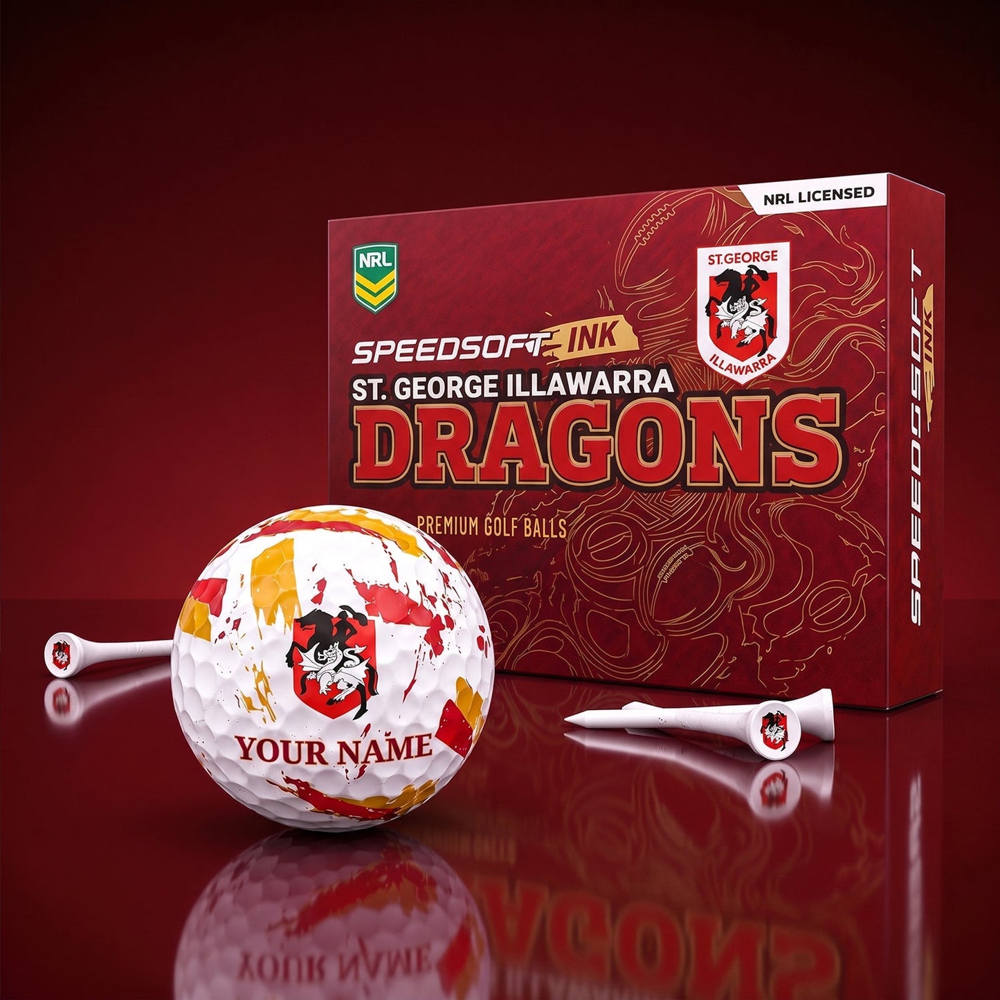 PREMIUM NRL X DRA EXCLUSIVE PERSONALIZED GOLF BALL SET LIMITED EDTION