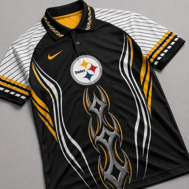 PS Premium NFL Flame Stripe Athletic Polo Shirt