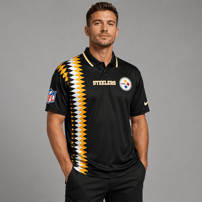 PS Premium NFL Men’s Sporty Zigzag Stripe Polo Shirt