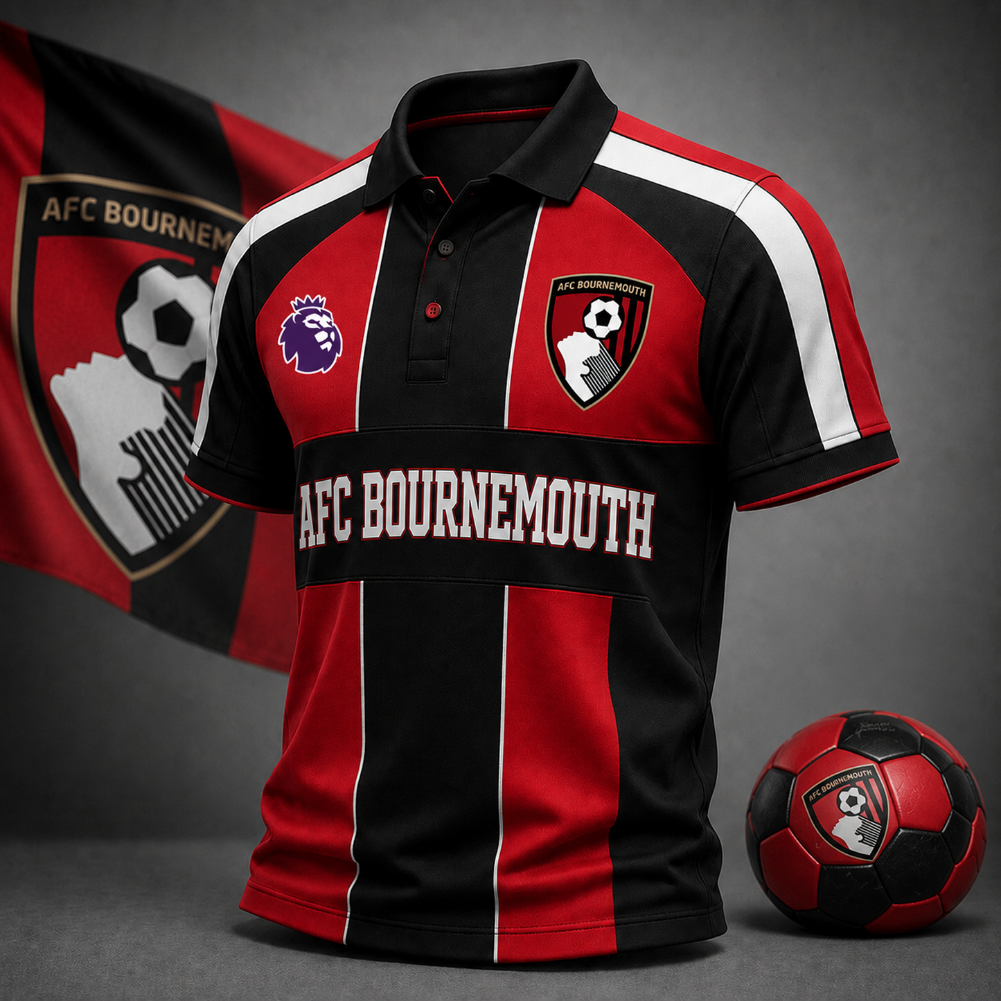 Premium EPL x AFC Heritage Stripe Rugby Polo Shirt