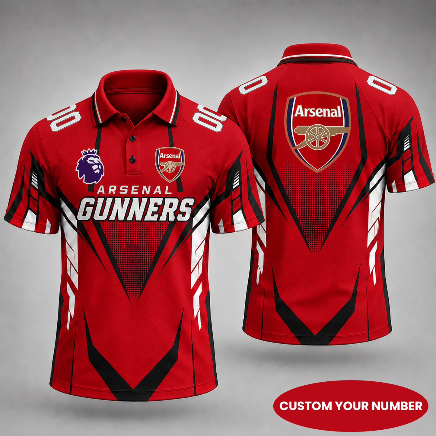 Premium EPL x ARS Gridiron Performance Polo Shirt for True Fans