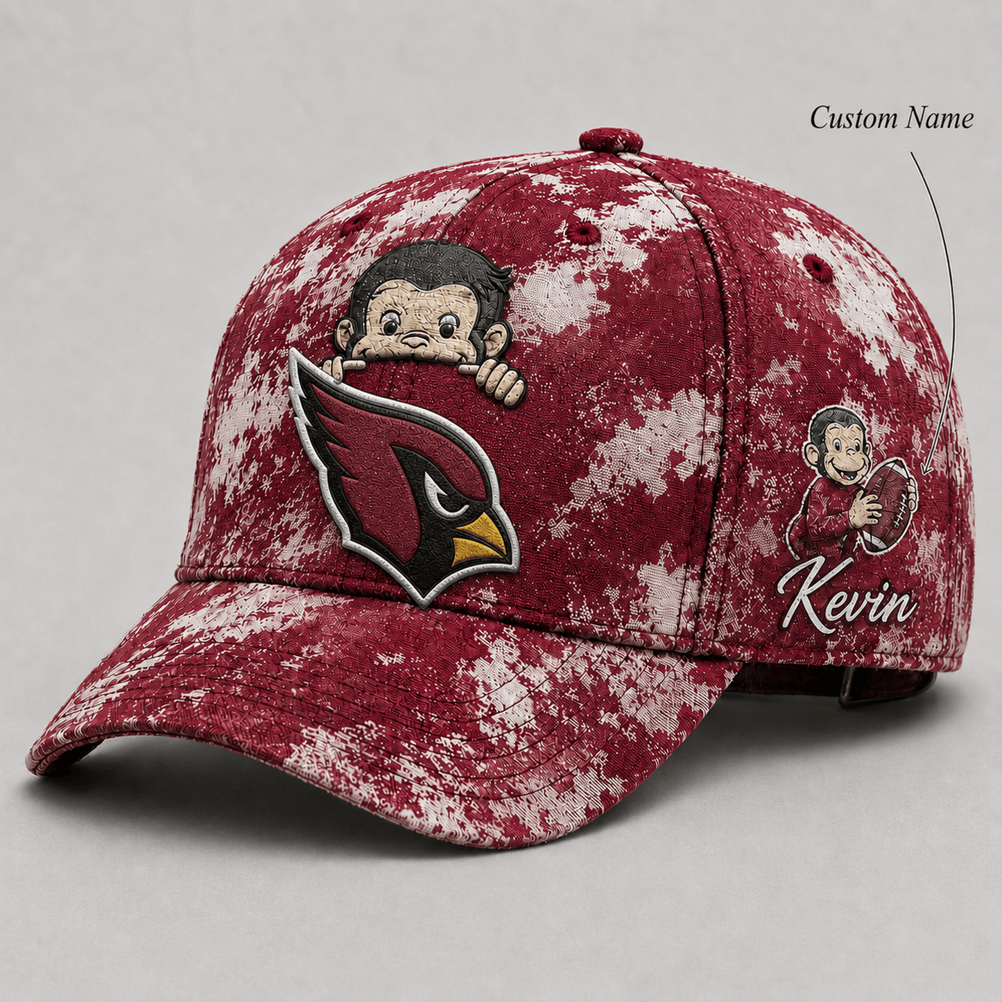 Premium NFL x ARI Curious George Custom Name Classic Cap For Passionate Game Day Fans