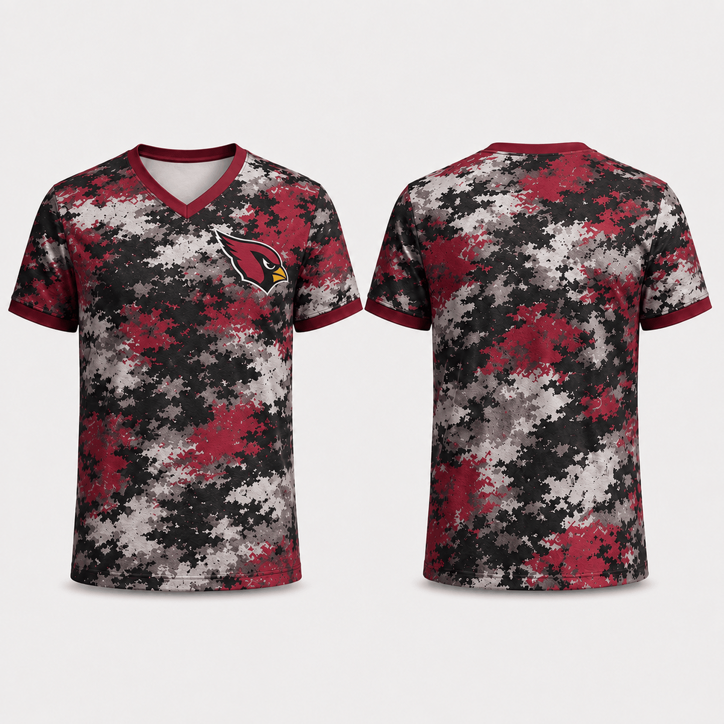 Premium NFL x ARI V-Neck Camo T-Shirt For Fans Loving Digital Camouflage