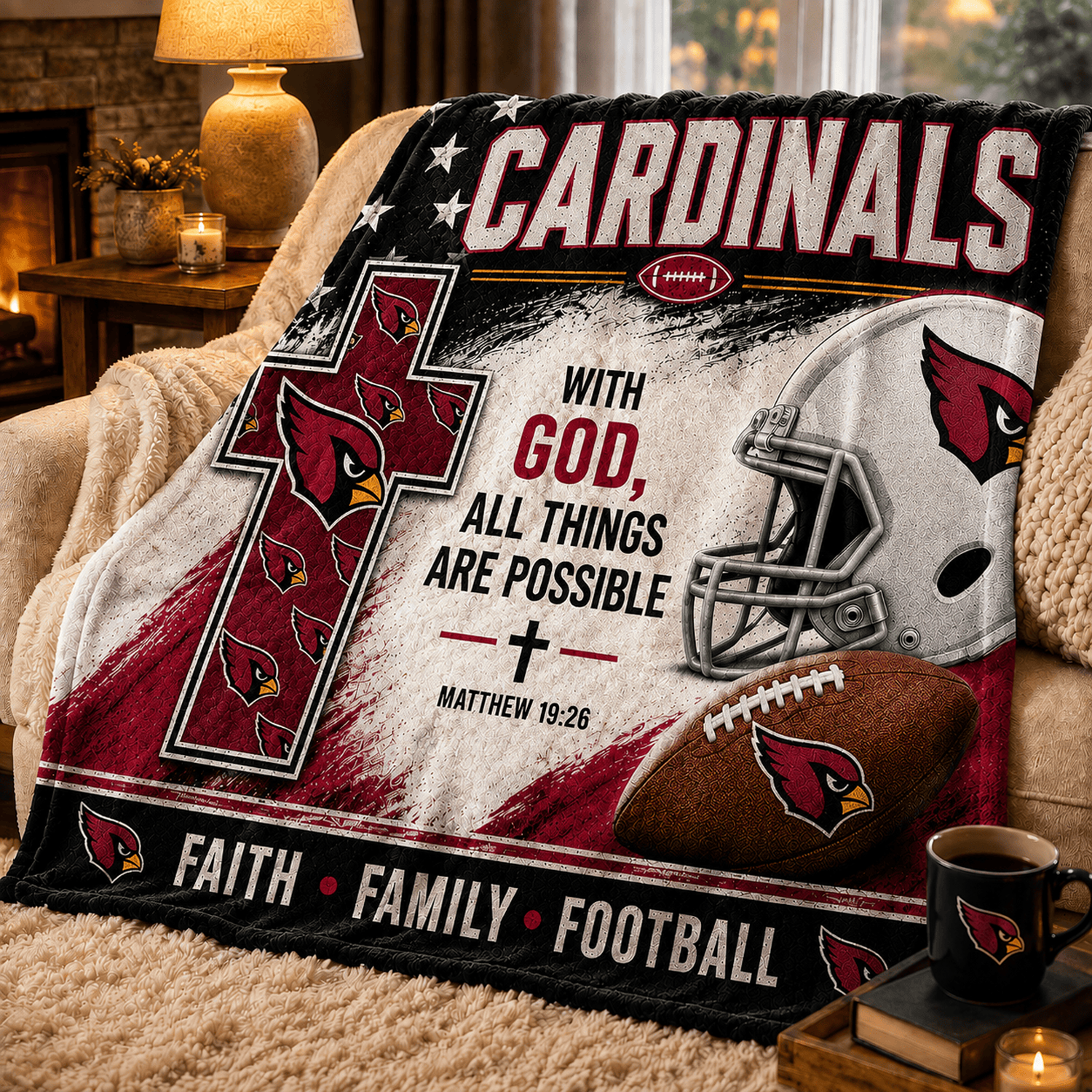 Premium NFL x ARI With God All Things Are Possible Blanket DATND TANTD 210826