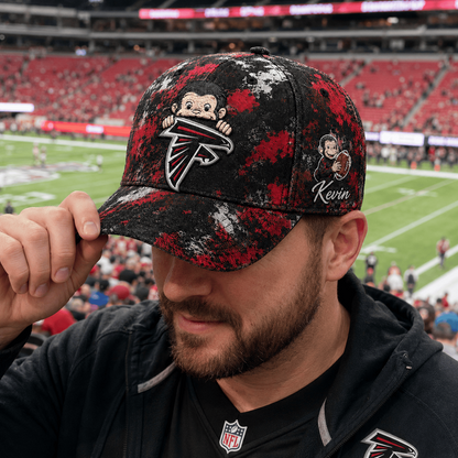 Premium NFL x ATL Curious George Custom Name Classic Cap For Passionate Game Day Fans