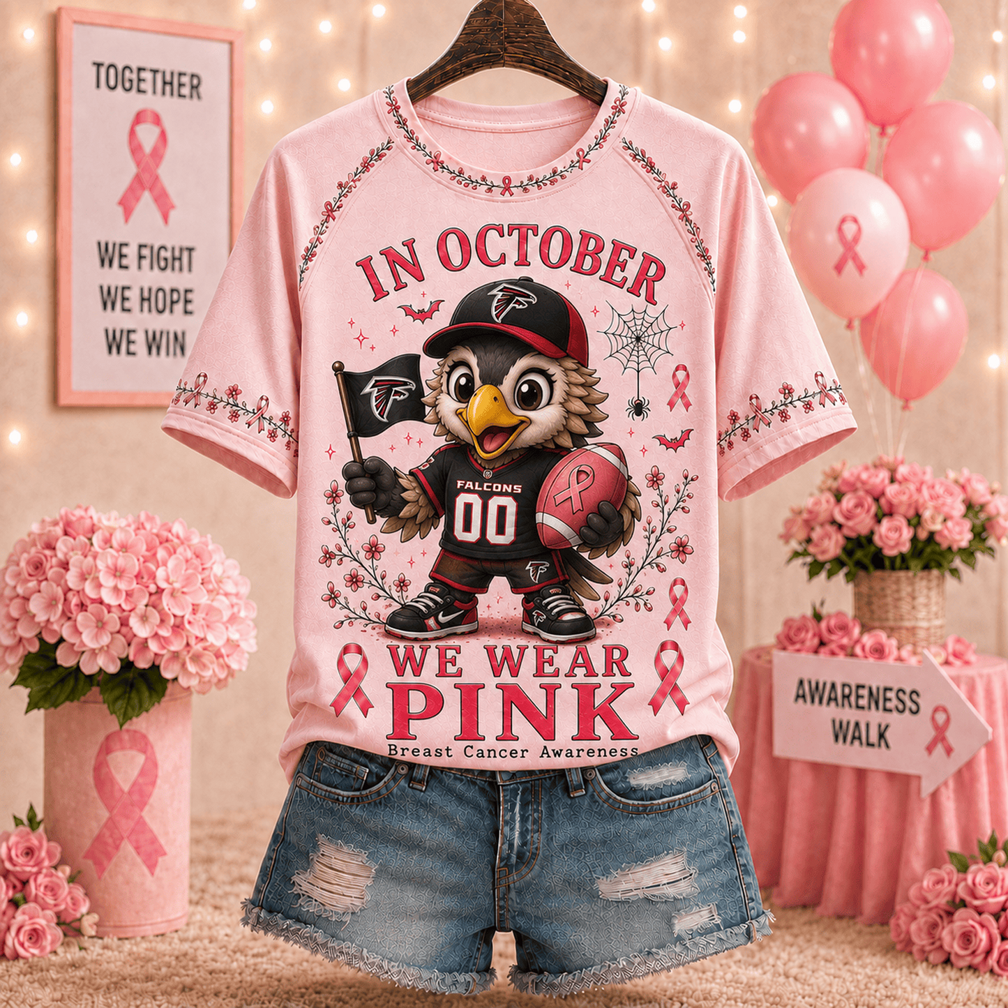 Premium NFL x ATL In October We Wear Pink V-neck