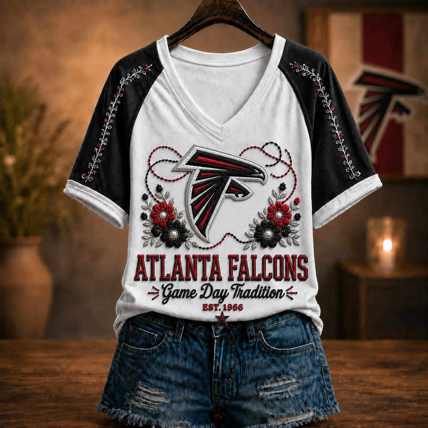Premium NFL x ATL Raglan T-Shirt V-Neck