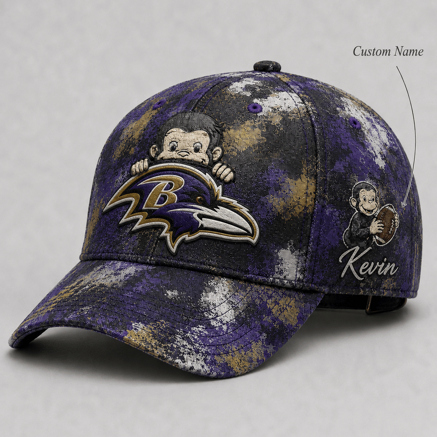 Premium NFL x BAL Curious George Custom Name Classic Cap For Passionate Game Day Fans